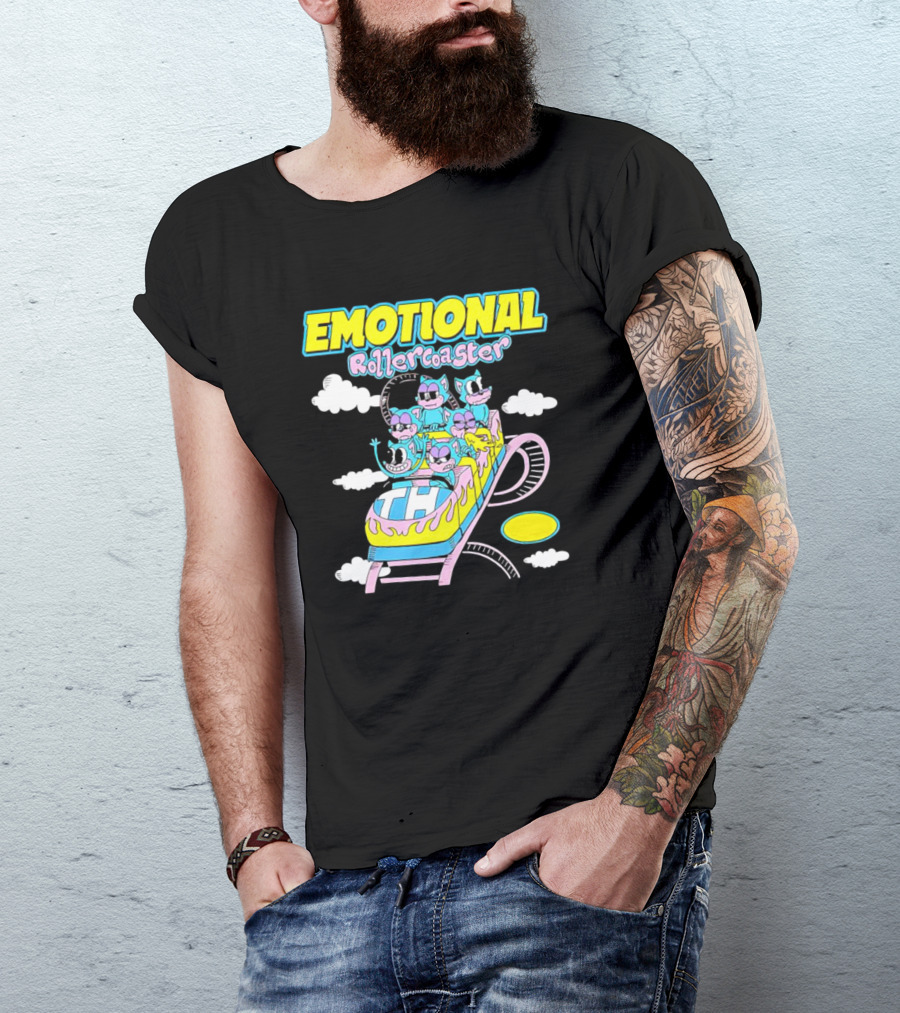 Emotional Rollercoaster Cartoon Characters On Amusement Ride T-Shirt