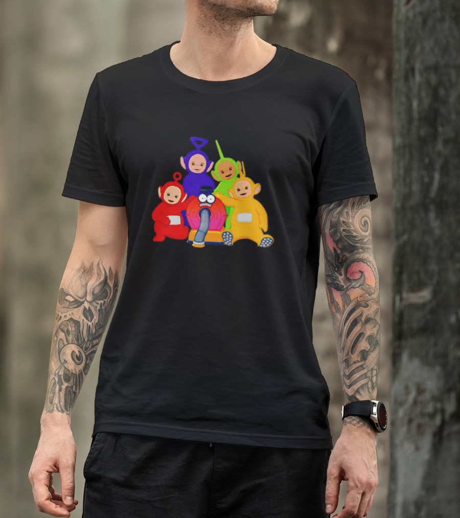 Teletubbies Characters And Noo-Noo Vacuum Clean Identical Four Cartoon Puppets T-Shirt