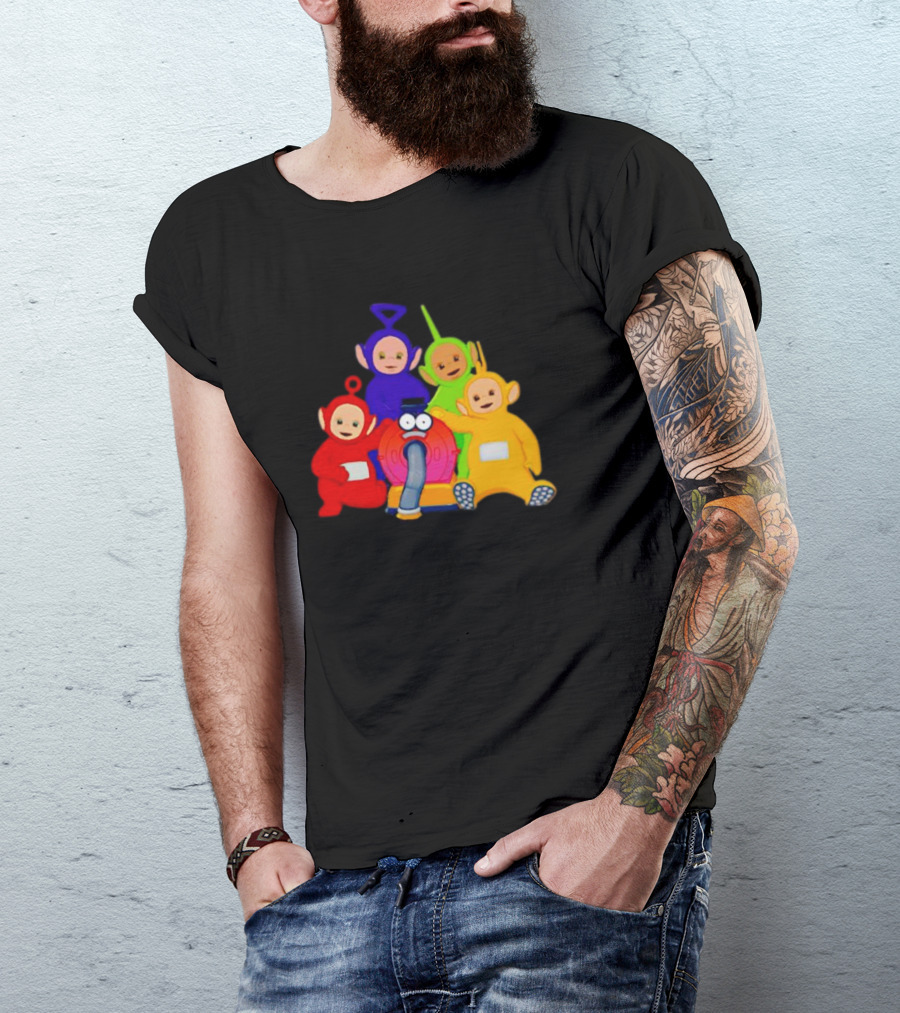 Teletubbies Characters And Noo-Noo Vacuum Clean Identical Four Cartoon Puppets T-Shirt