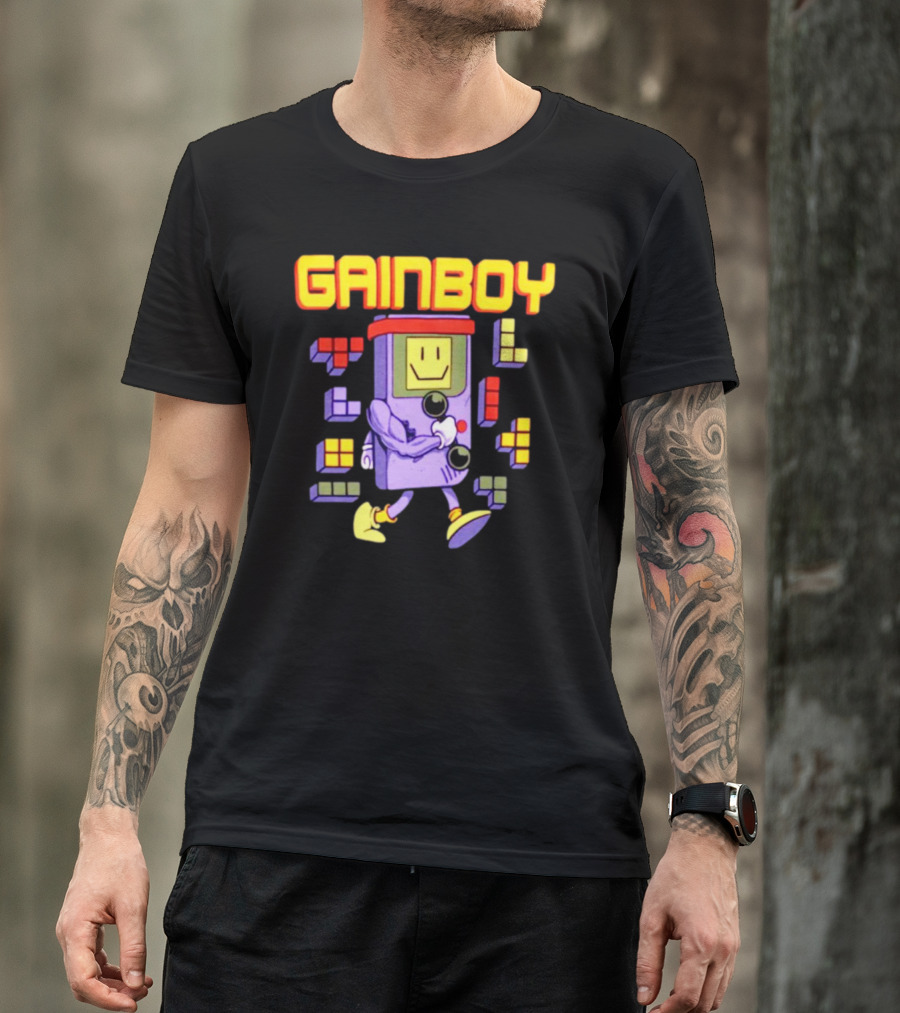 Gainboy Retro Game Character Blocks Fun T-Shirt