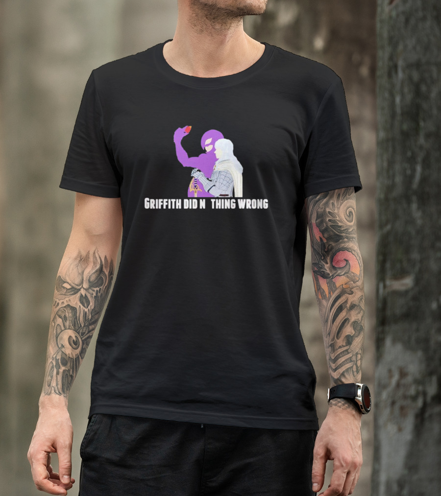Griffith Did Nothing Wrong Berserk Fandom Eclipse Symbol Purple And White Armor Figure T-Shirt