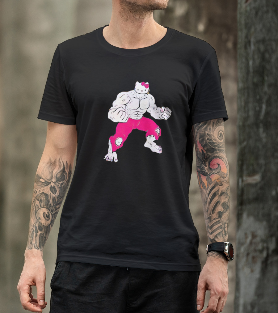 Hello Kitty Hulk Pink Pants Superhero Crossover T-Shirt