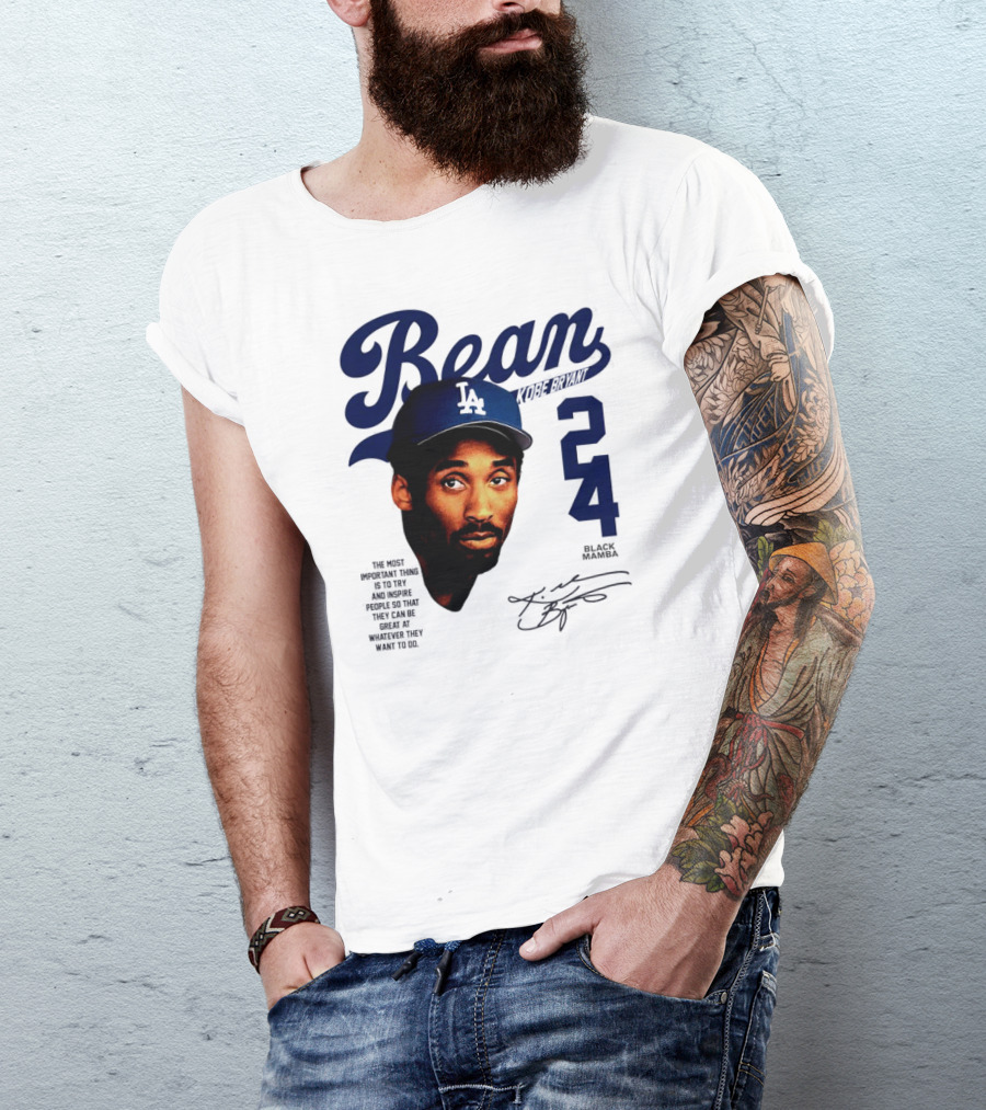 Bean Los Angeles Dodgers Kobe Bryant Signature Black Mamba 24 T-Shirt