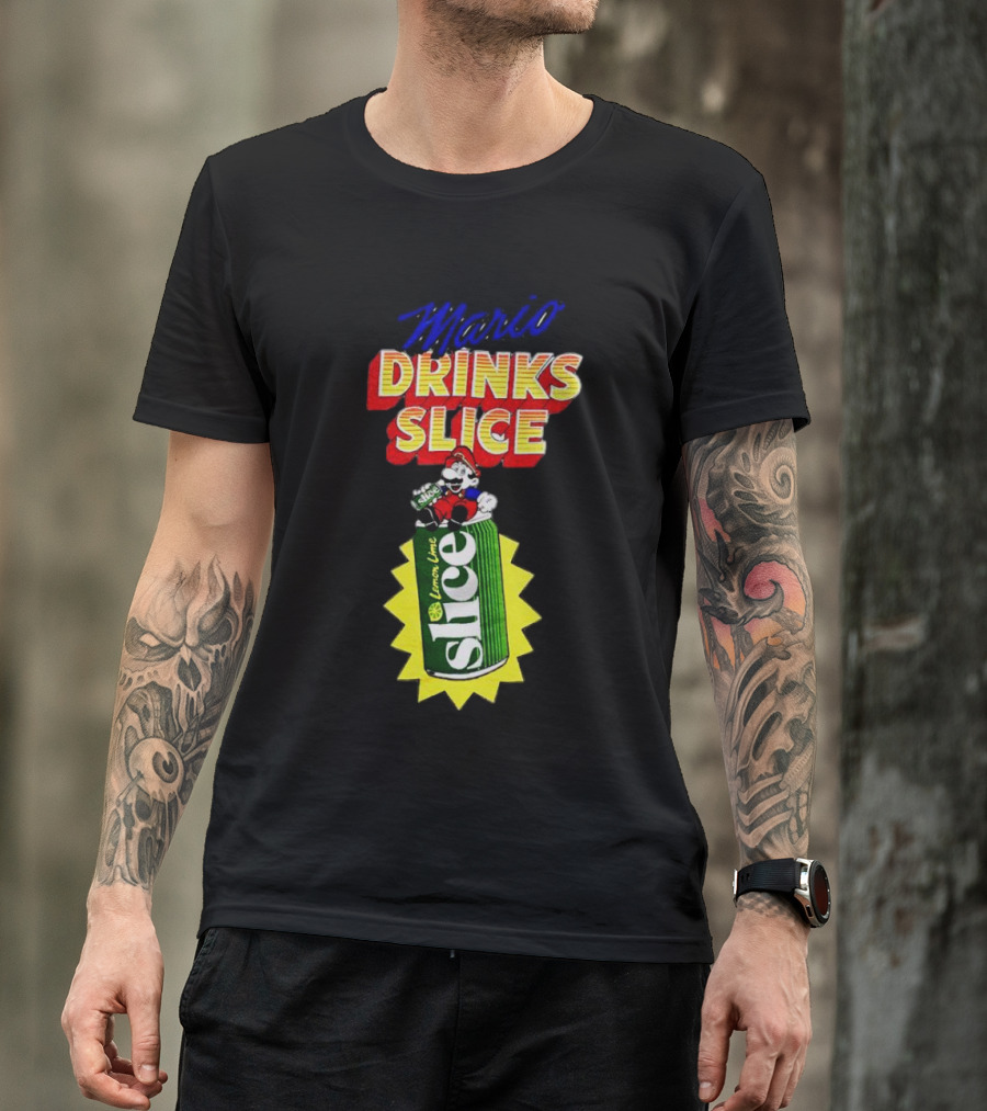 Mario Drinks Slice Lemon Lime Iconic Crossover T-Shirt