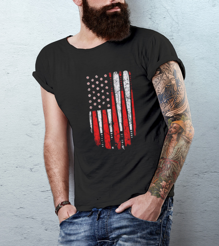 Minnesota Twins American Flag Baseball Bat T-Shirt