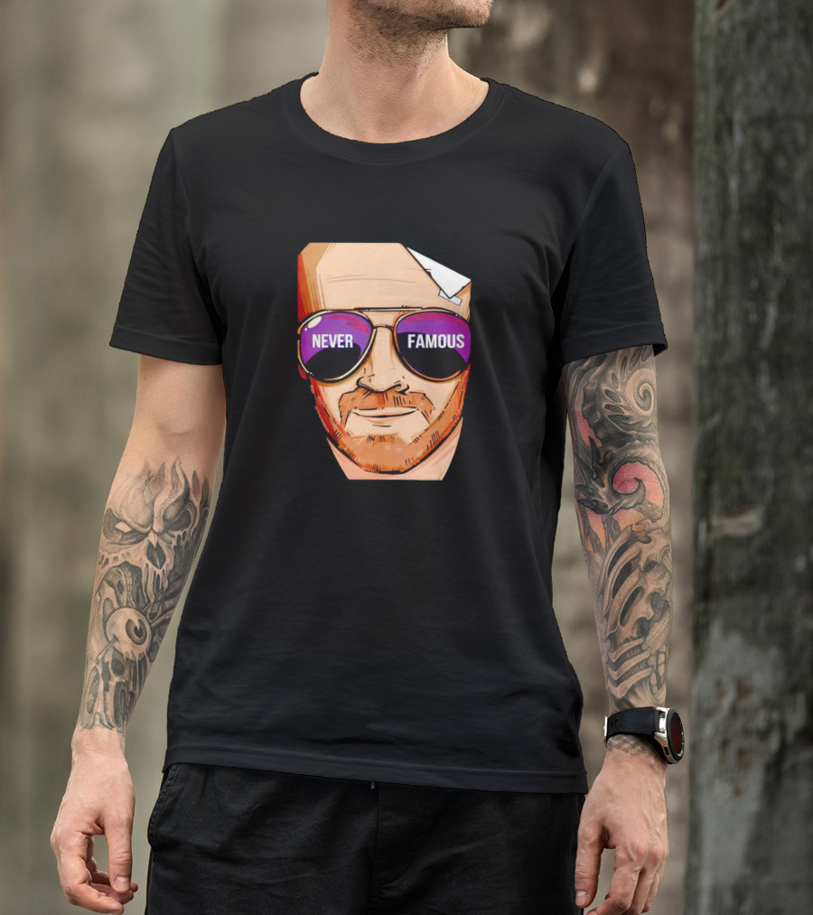 Never Famous Sunglasses Face Artwork Reflection T-Shirt