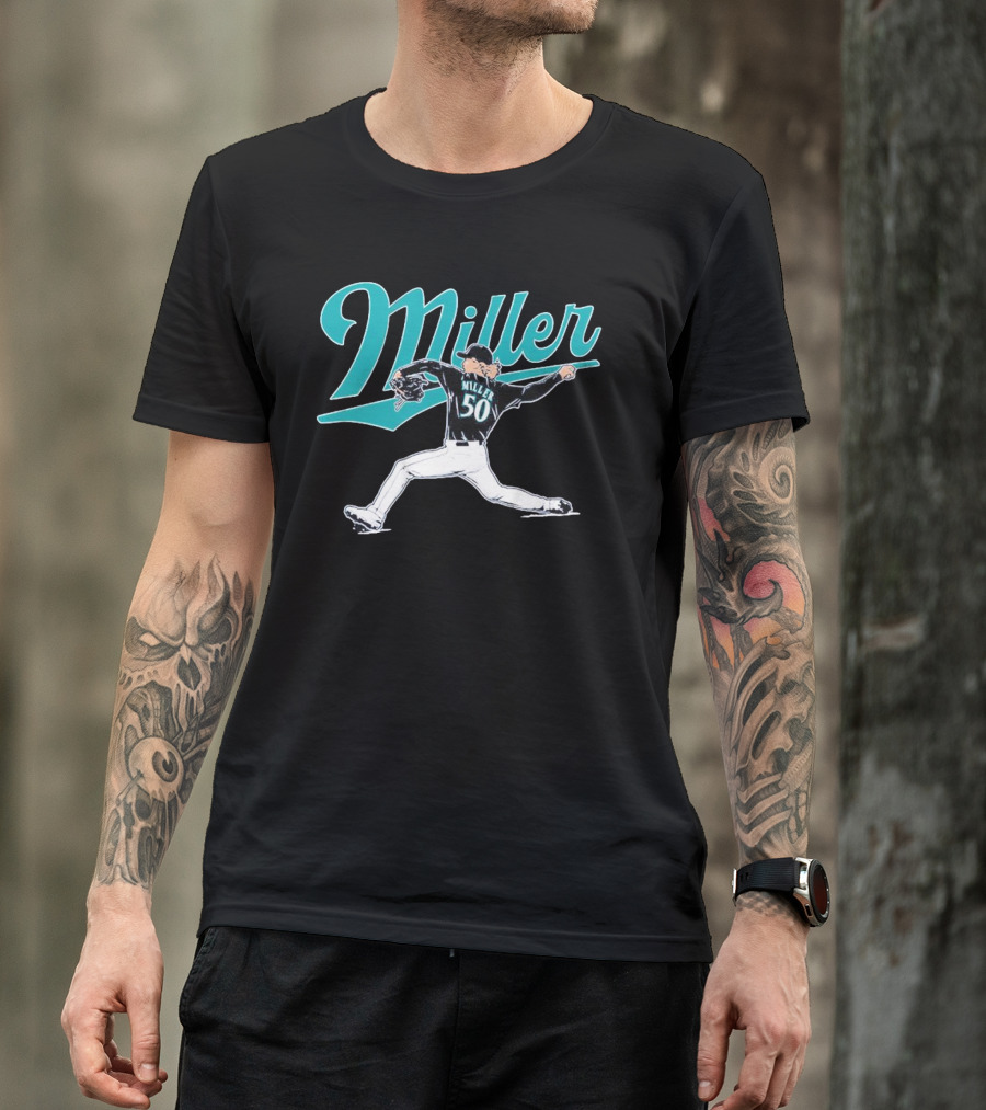Seattle Mariners Bryce Miller 50 Pitcher T-Shirt