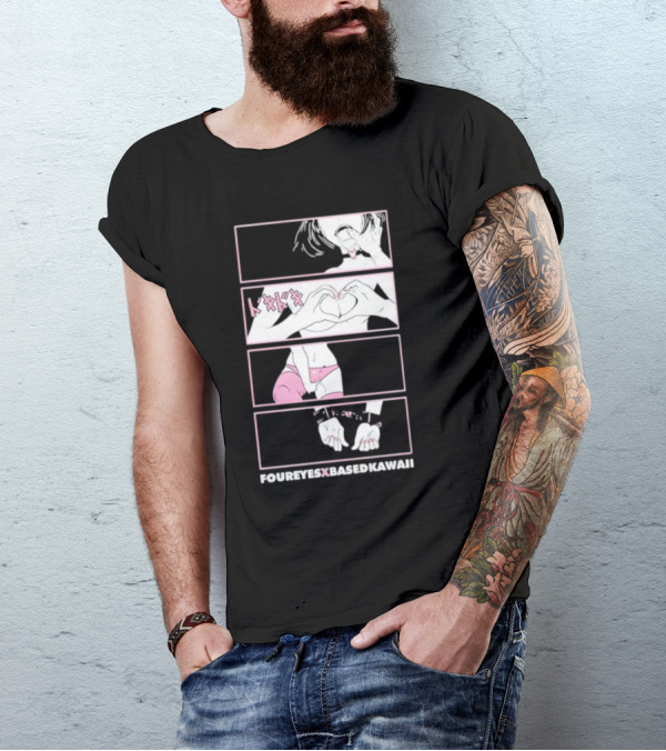 FOUREYES X BASED KAWAII TOKIDOKI HAND HEART PINK AESTHETIC T-Shirt