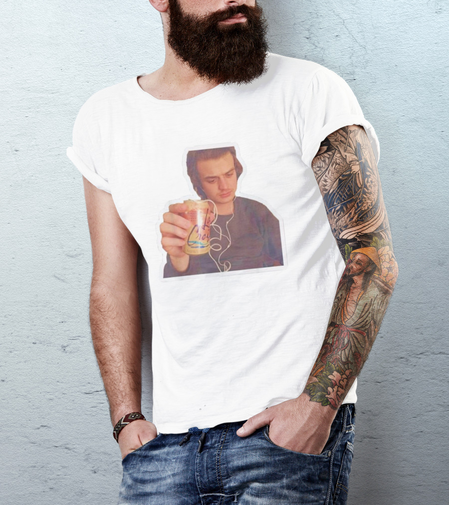 Joe Keery Drinking La Croix With Headphones T-Shirt