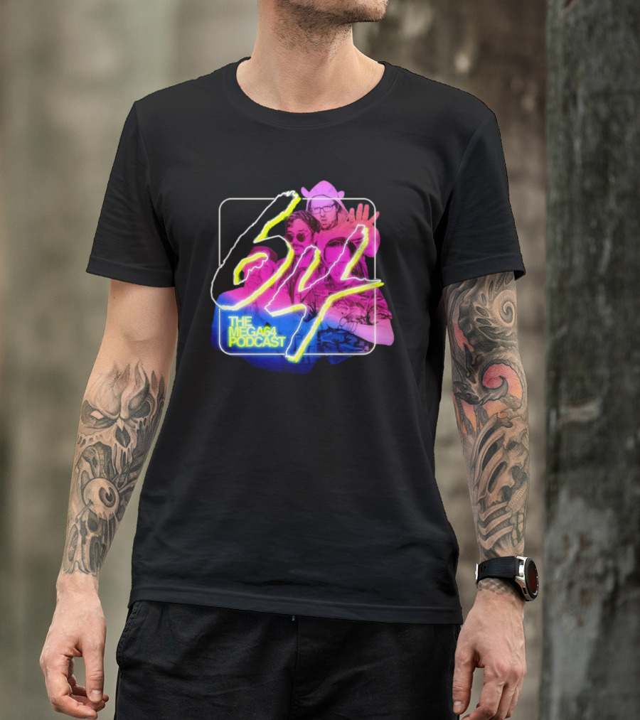 Mega64 Podcast Neon Style Visuals With Retro Characters T-Shirt