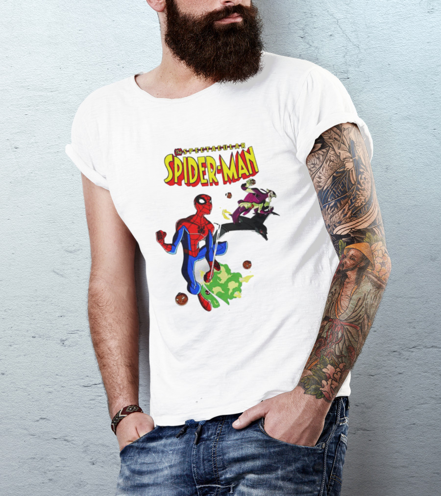 The Spectacular Spider-Man Versus Green Goblin Battle Scene T-Shirt