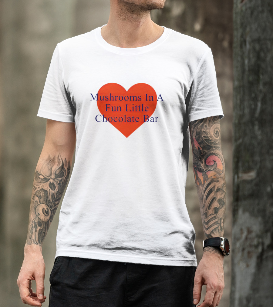 Mushrooms In A Fun Little Chocolate Bar Red Heart T-Shirt