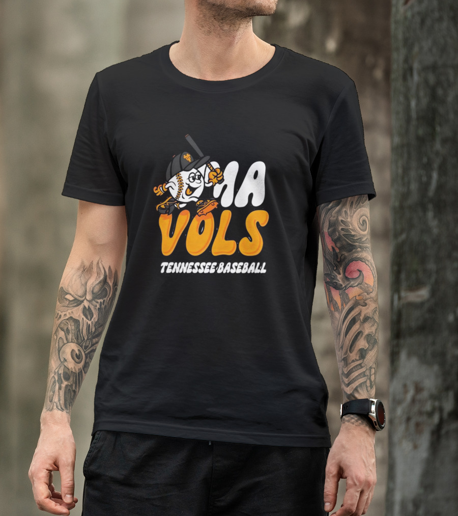 Omavols Tennessee Baseball Vols Mascot Icon With Bat And Glove T-Shirt