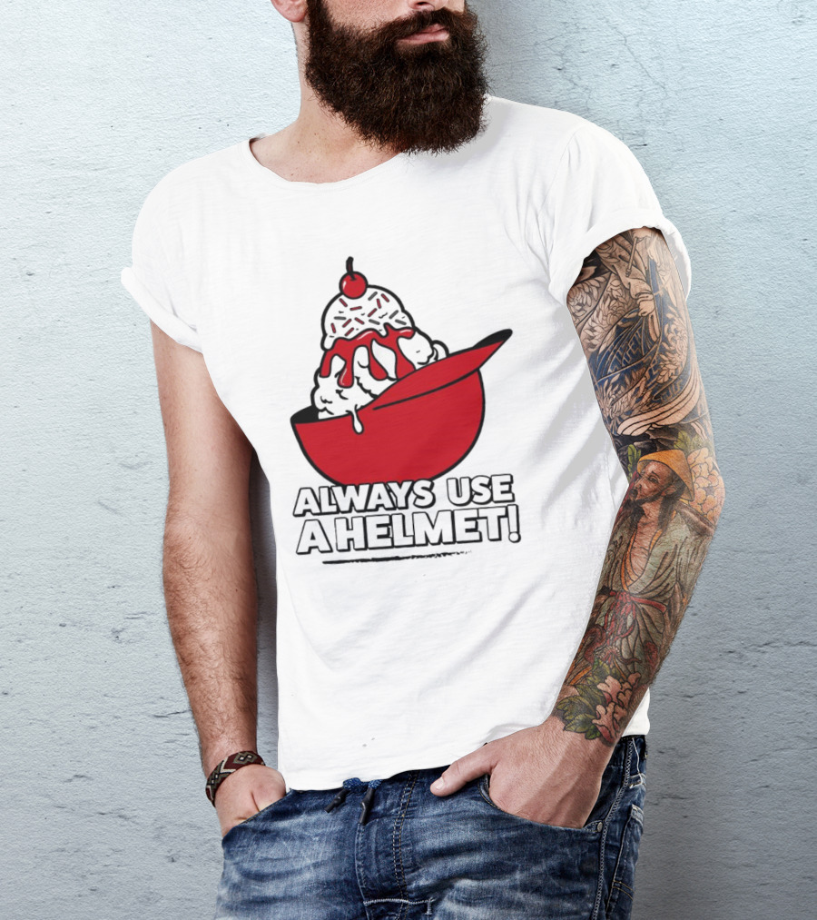 Cincinnati Reds Ice Cream Always Use A Helmet T-Shirt