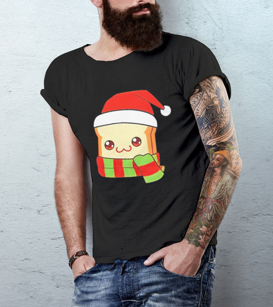 Bundled Bread Christmas Santa Toast Scarf T-Shirt