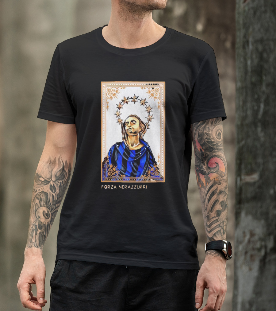 Forza Nerazzurri Madonnina Iconic Blue And Black Halo T-Shirt