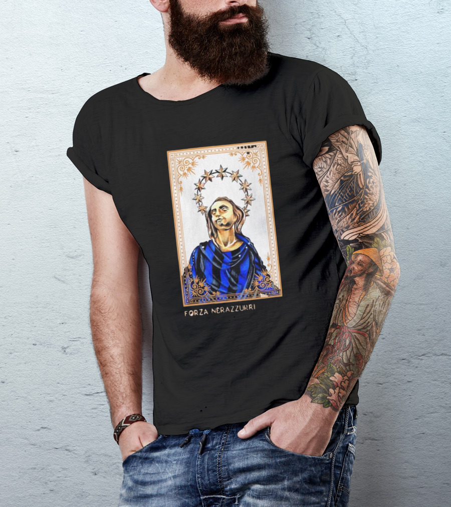 Forza Nerazzurri Madonnina Iconic Blue And Black Halo T-Shirt