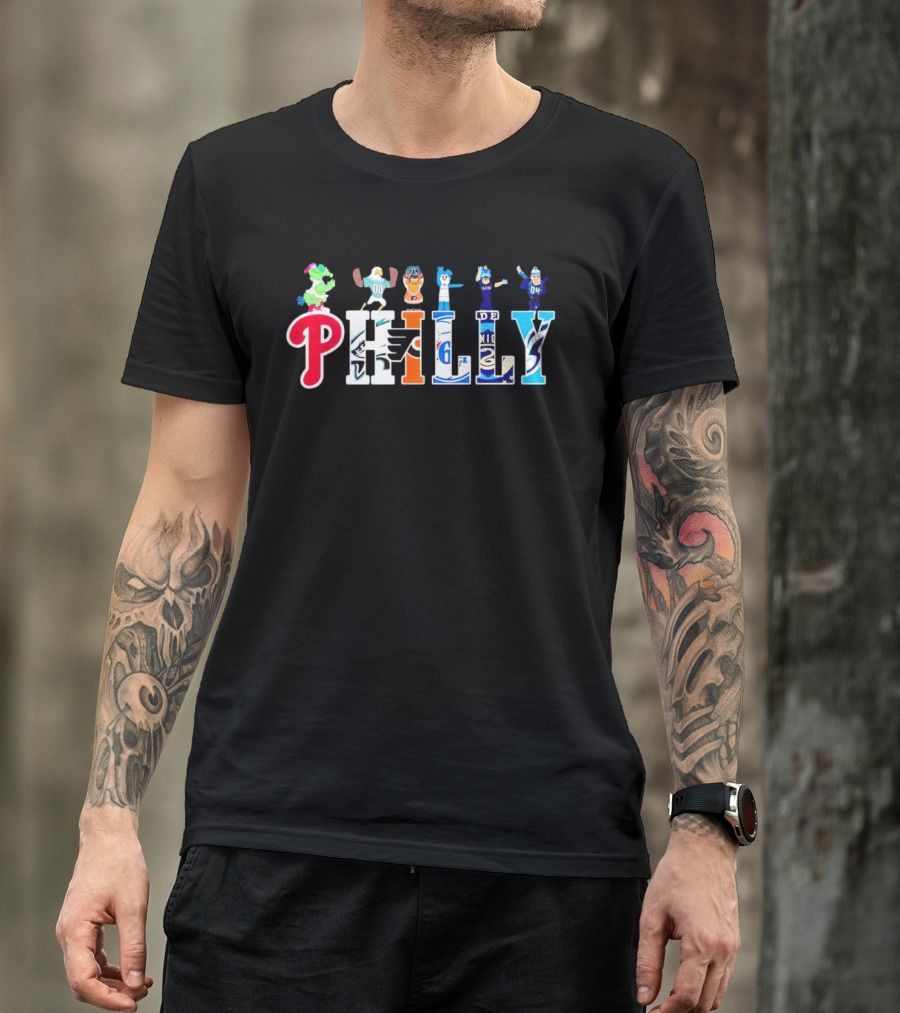 Philly Mascots Phillies Eagles Flyers 76ers Union Soul T-Shirt