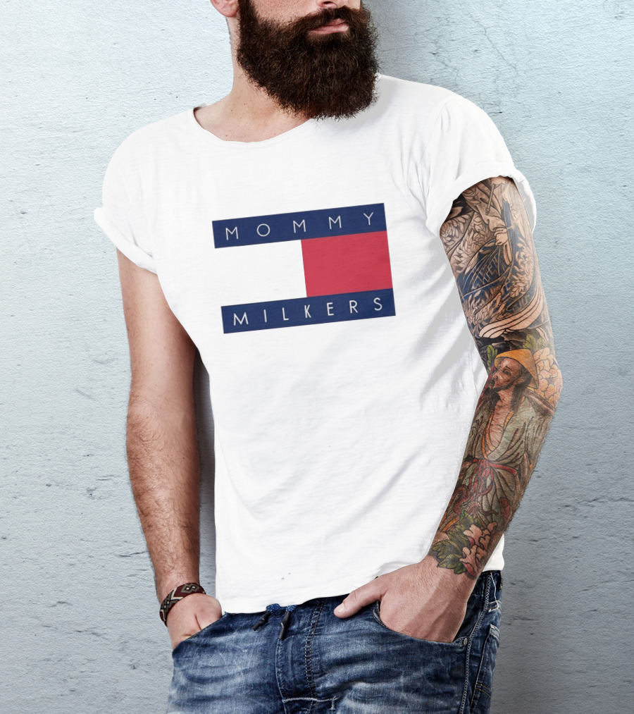 Mommy Milkers Logo Parody Tommy Flag T-Shirt