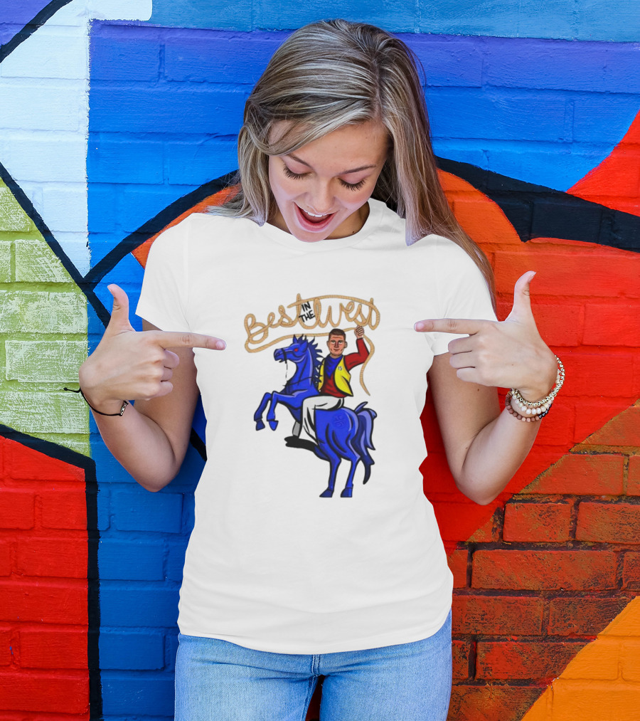 Best West Nikola Jokic Riding Blue Horse T-Shirt