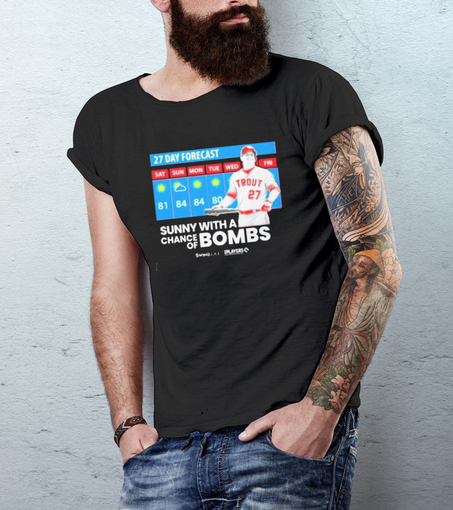 Trout 27 Day Forecast Sunny With A Chance Of Bombs Players Swing T-Shirt