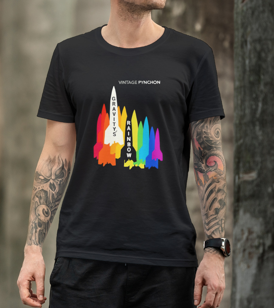 Vintage Pynchon Gravity’s Rainbow Multicolor Rocket T-Shirt