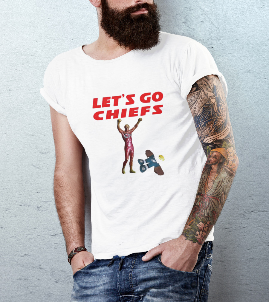 Let's Go Chiefs Rocky Statue Knockout Eagles T-Shirt