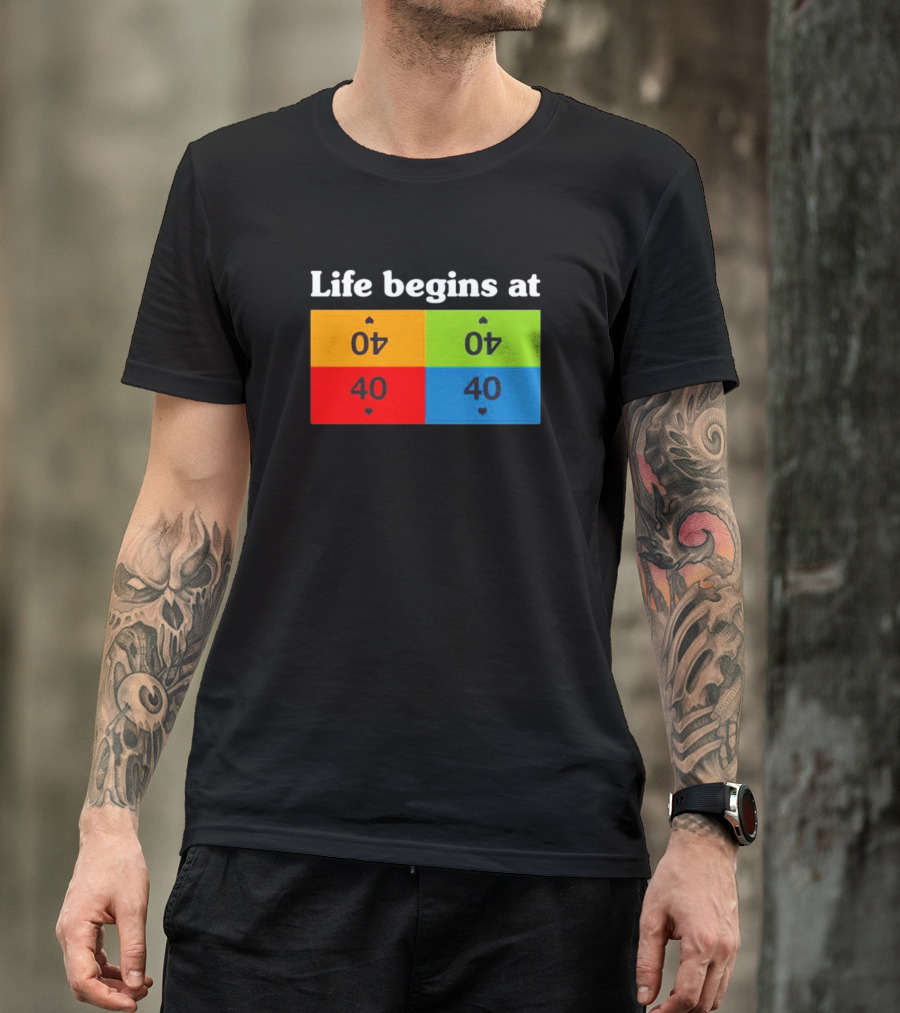 Life Begins At 40 Colorful Playing Card Symbols T-Shirt