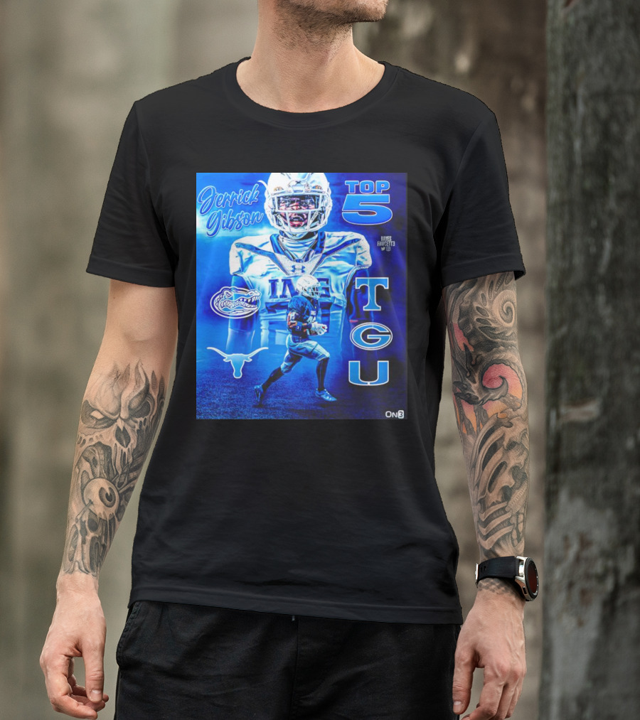 Jerrick Gibson Top 5 Schools With TCU And Florida Gators Football T-Shirt