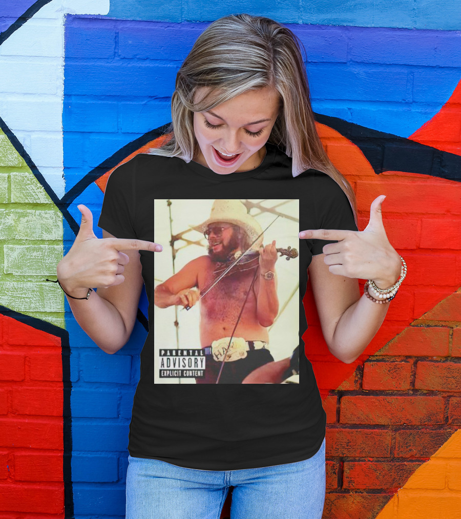 Parental Explicit Content Party Boy Hank Fiddler In Cowboy Hat And Sunglasses T-Shirt