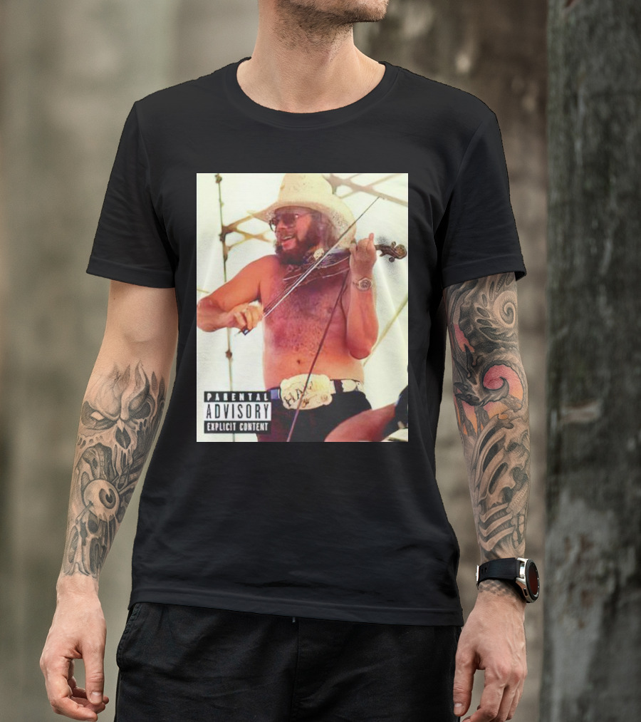 Parental Explicit Content Party Boy Hank Fiddler In Cowboy Hat And Sunglasses T-Shirt