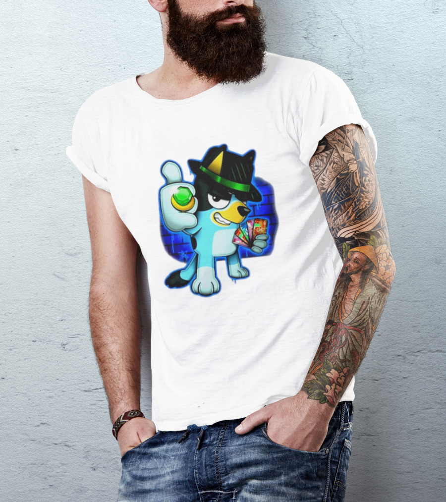 Ally Katz Bluepin Cool Dog With Cards And Gem T-Shirt