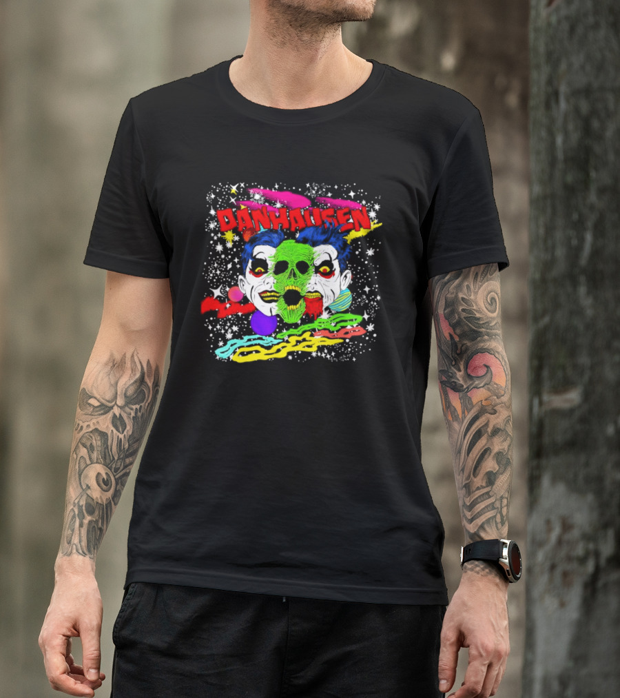 Danhausen Cosmic Skull Faces Colorful Space T-Shirt