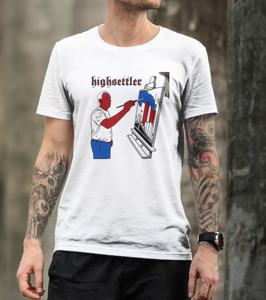 Highsettler Patriotic Painting Scene With Red And Blue Elements T-Shirt