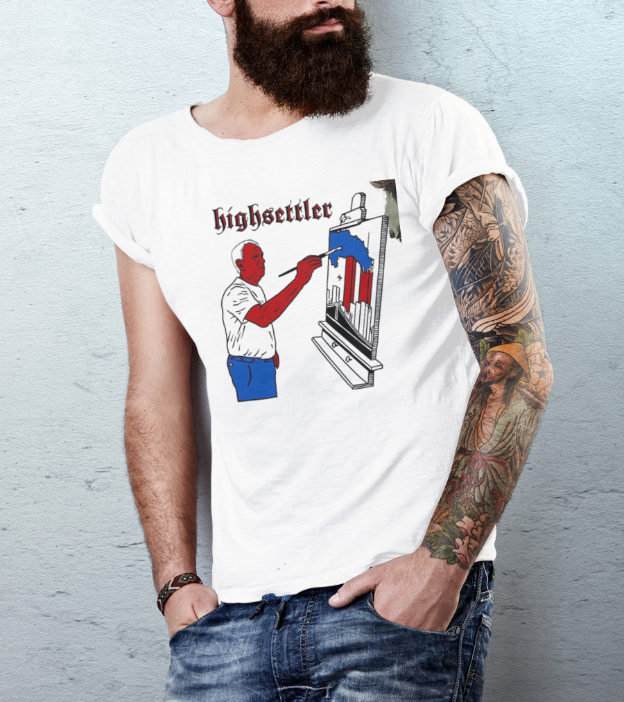 Highsettler Patriotic Painting Scene With Red And Blue Elements T-Shirt