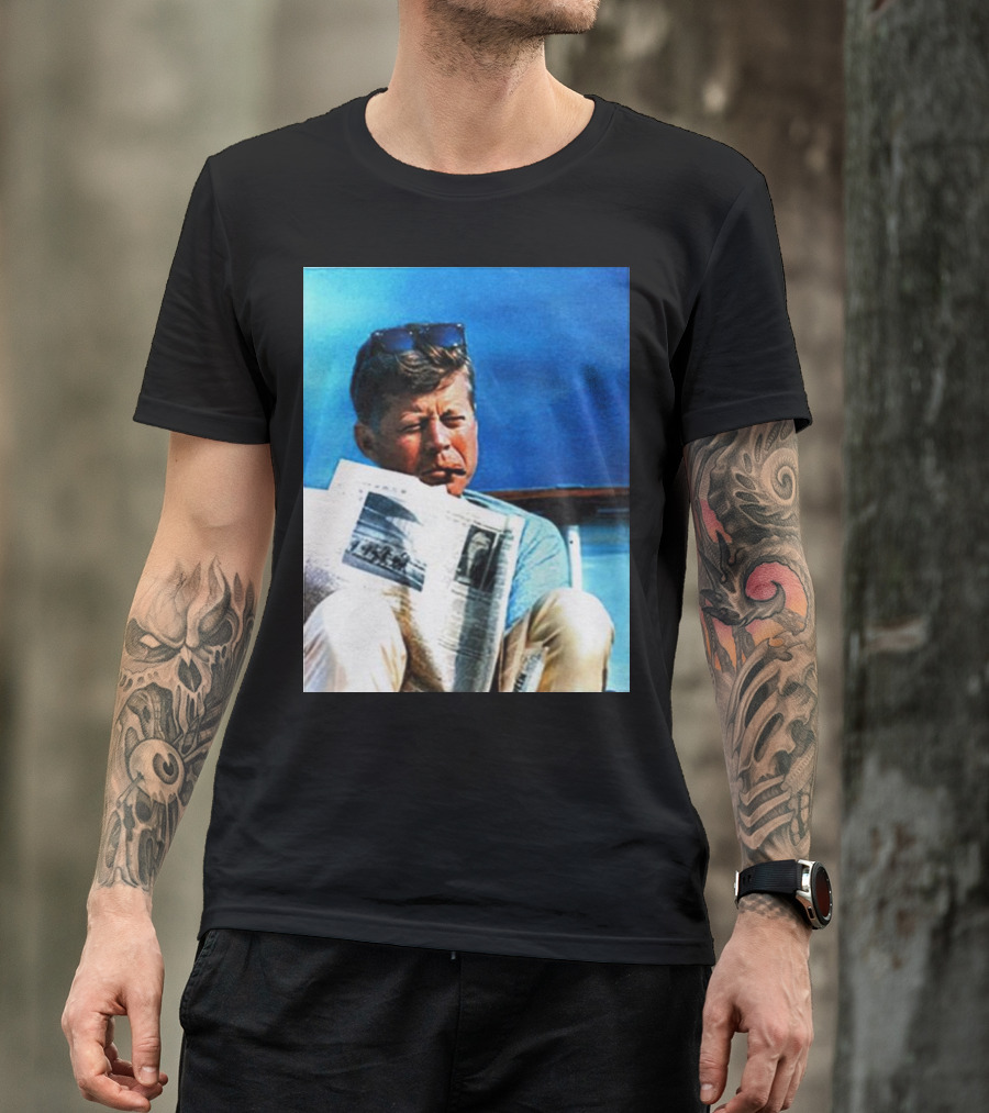 JFK Reading Newspaper On Summer Day T-Shirt