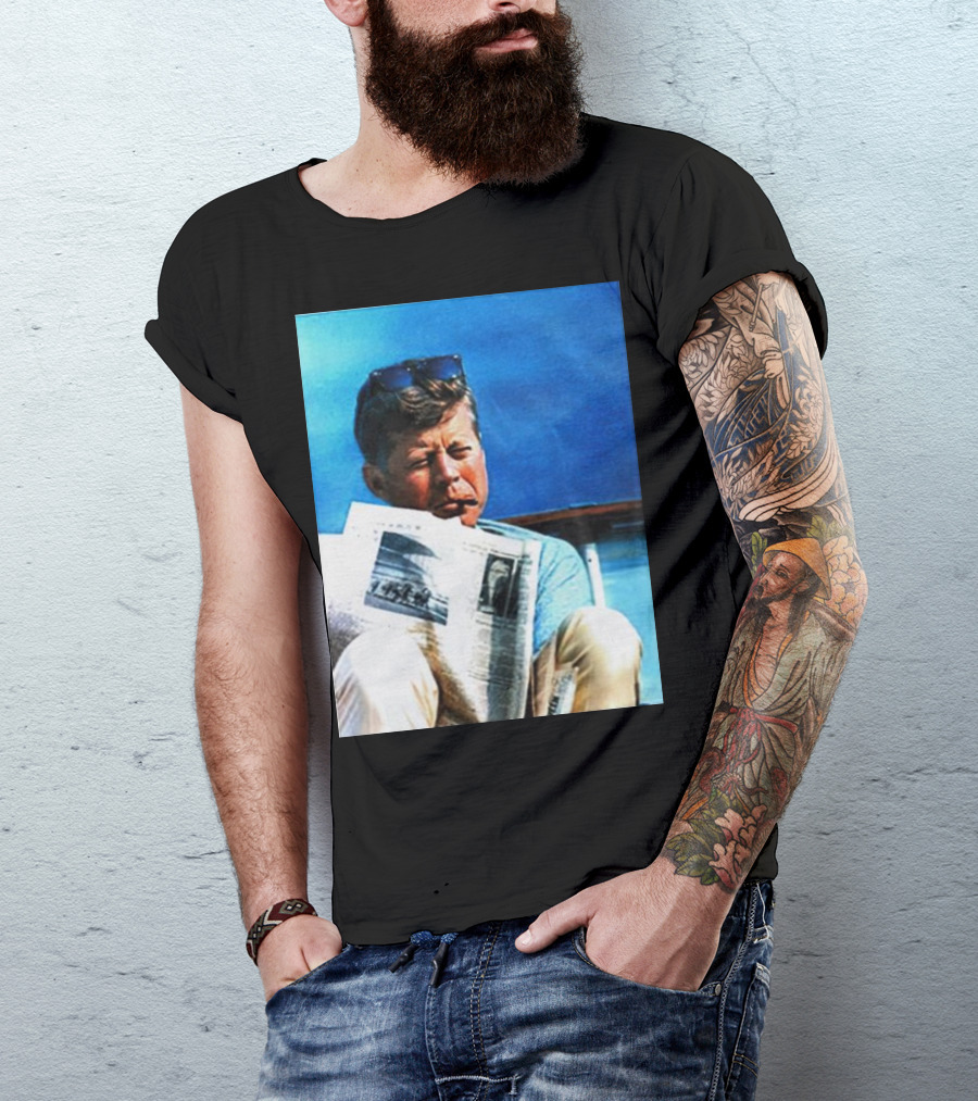 JFK Reading Newspaper On Summer Day T-Shirt