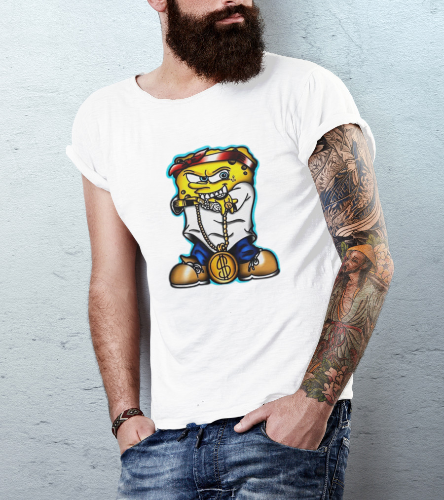 Gangster Spongebob Dollar Bling Animated Character T-Shirt