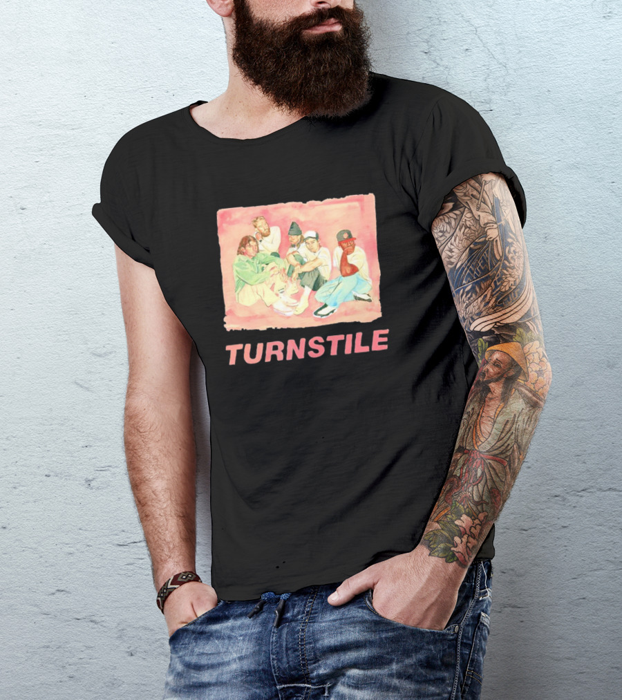 Turnstile Band Illustration Pink Pastel Aesthetic T-Shirt