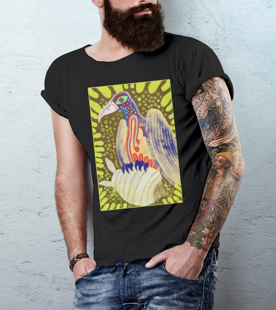 Bird Friends To The End Vivid Psychedelic Feathered Symbols T-Shirt