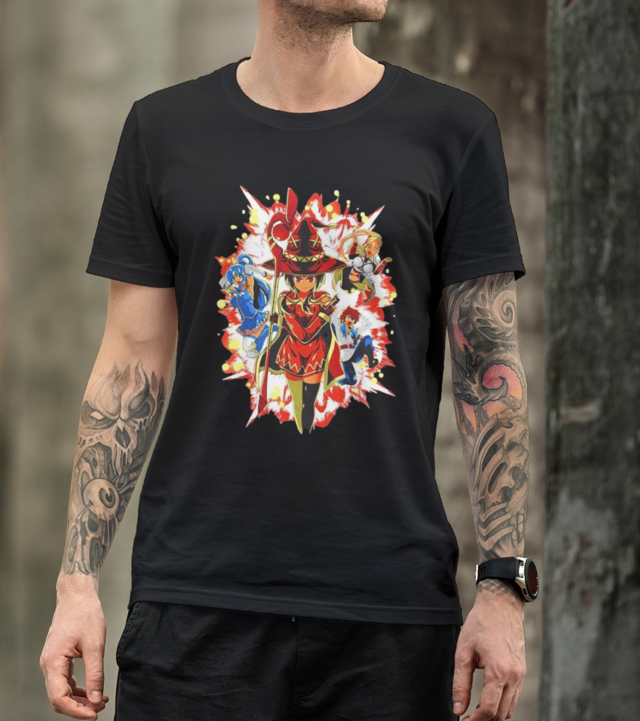 Explosion Magic Anime Konosuba Megumin Aqua Darkness Kazuma Scene T-Shirt
