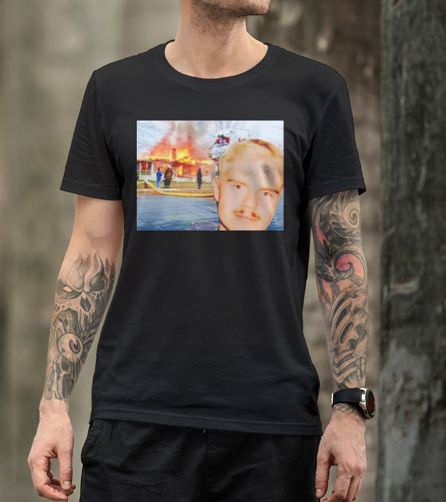 Lloyd Meme Fire Burning House Background T-Shirt