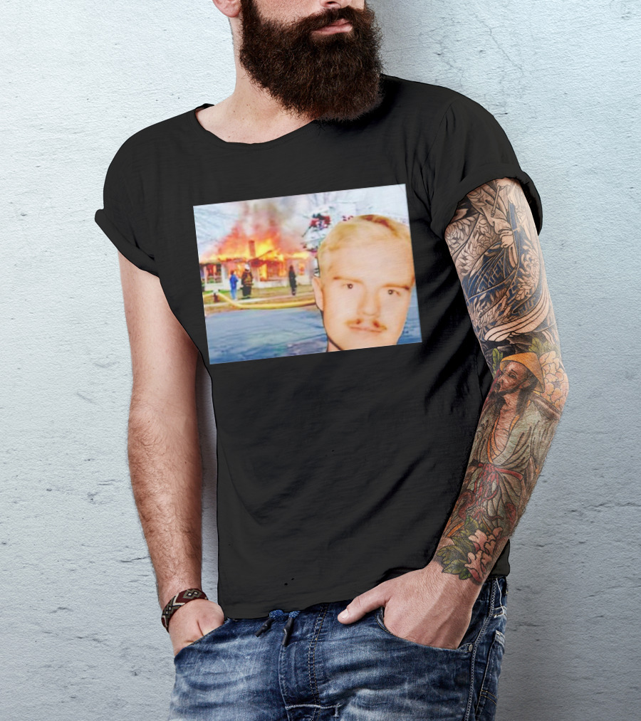 Lloyd Meme Fire Burning House Background T-Shirt