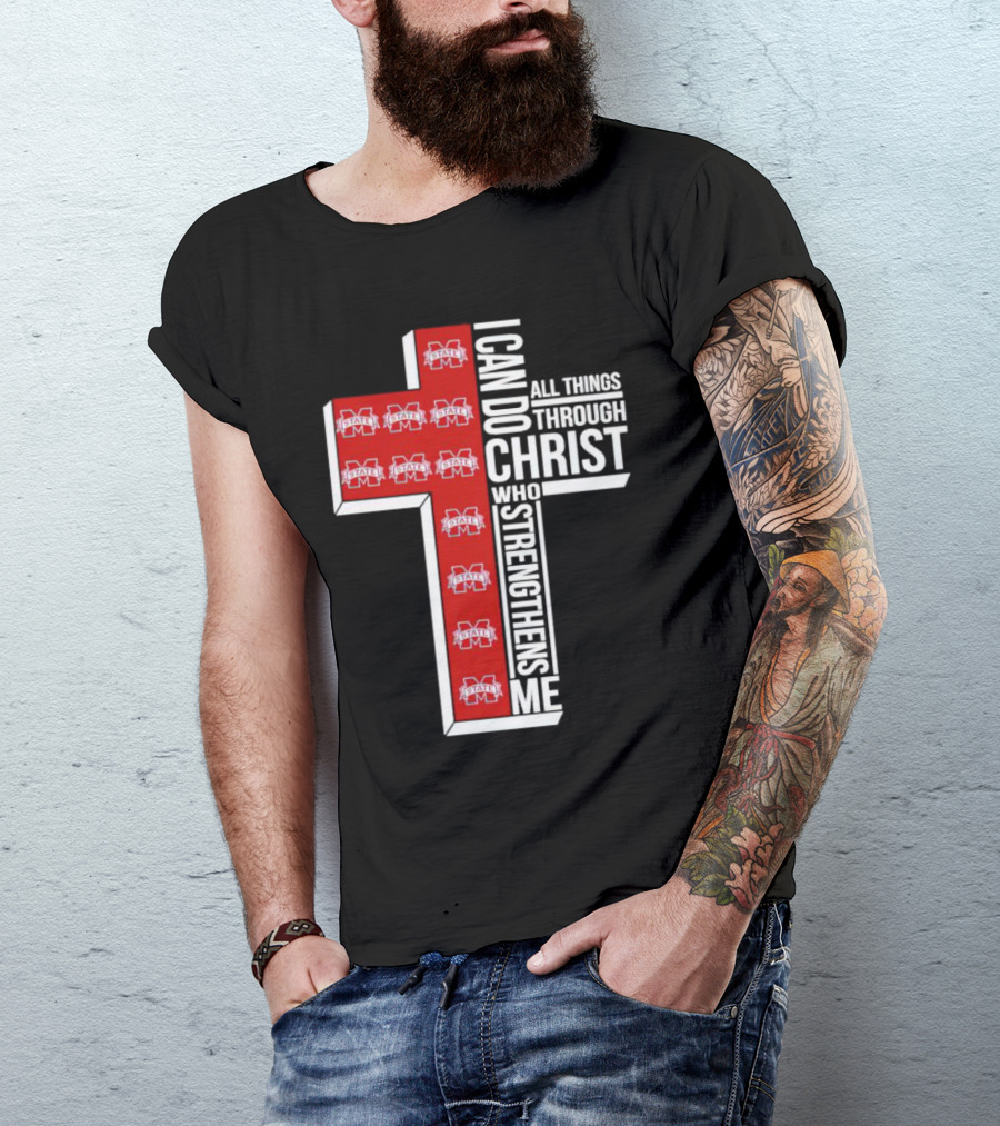 State Bulldogs I Can Do All Things Through Christ Who Strengthens Me Cross T-Shirt