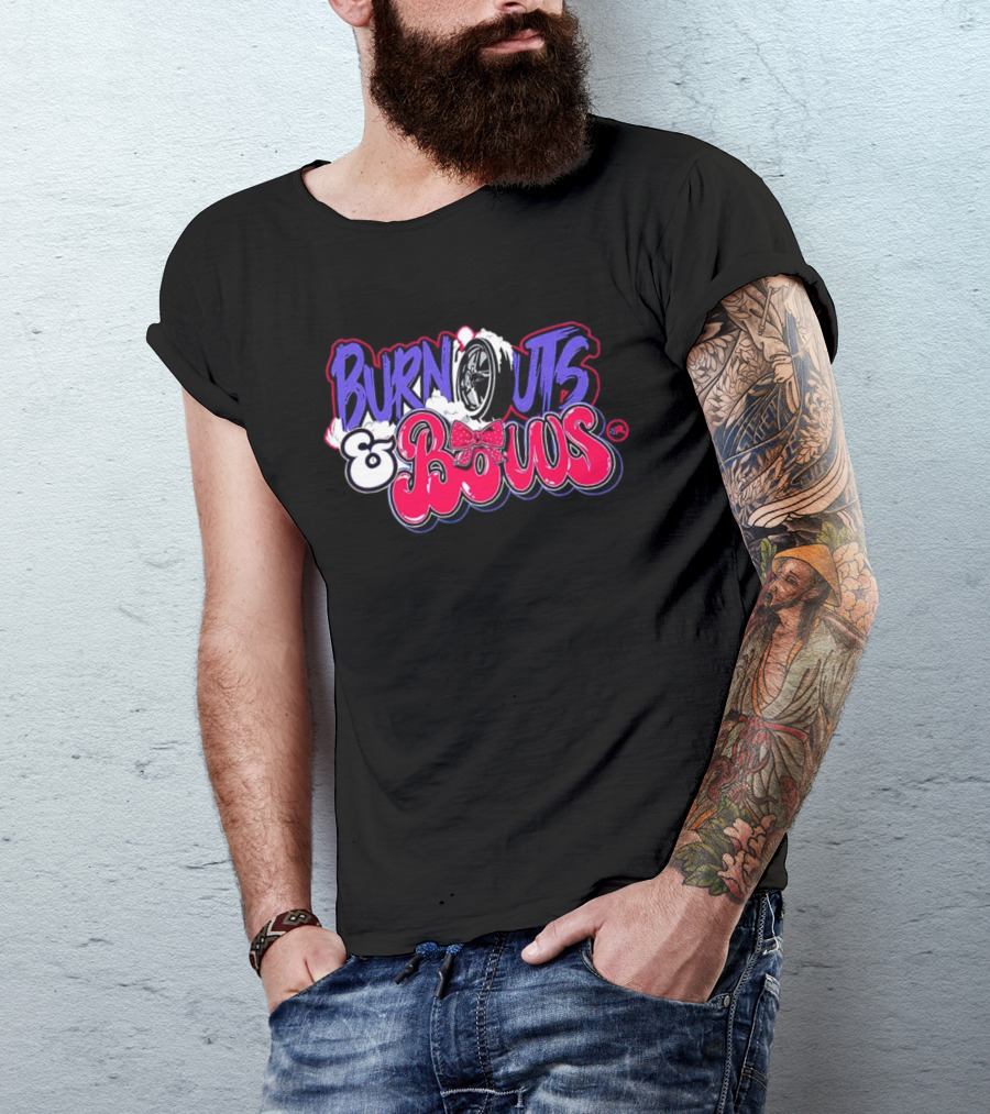 Burnouts And Bows Racing Tire And Bowtie Motif T-Shirt