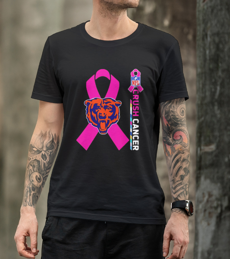 Chicago Bears NFL Pink Ribbon Crush Cancer T-Shirt