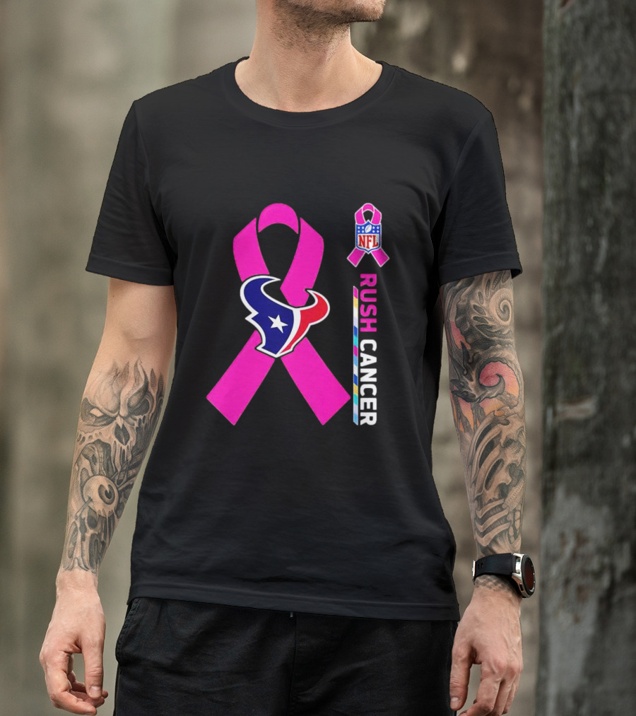 Houston Texans NFL Rush Crush Cancer Pink T-Shirt
