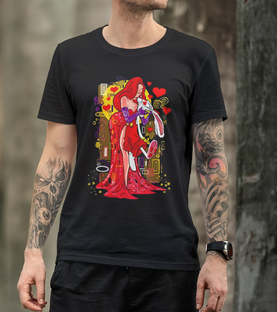Jessica Rabbit Roger Rabbit Gustav Klimt The Kiss Cartoon Hearts T-Shirt