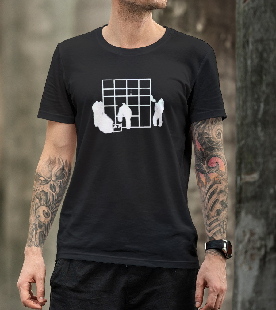 Locket Superluminal Blur Worker Silhouette With Grid T-Shirt