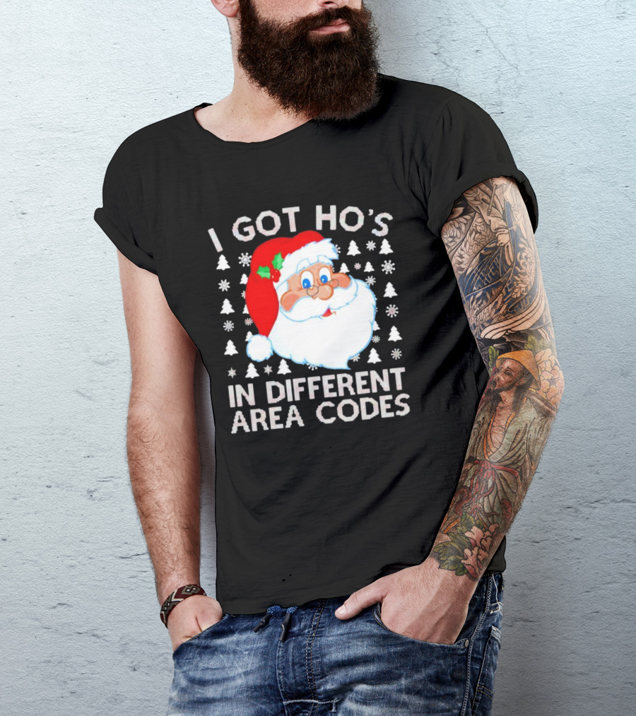 I Got Ho’s In Different Area Codes Santa Claus Holiday Humor T-Shirt